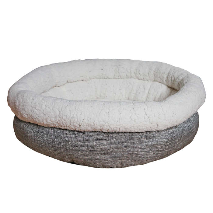 Deep Tweed Teddy Bear Round Bed Medium