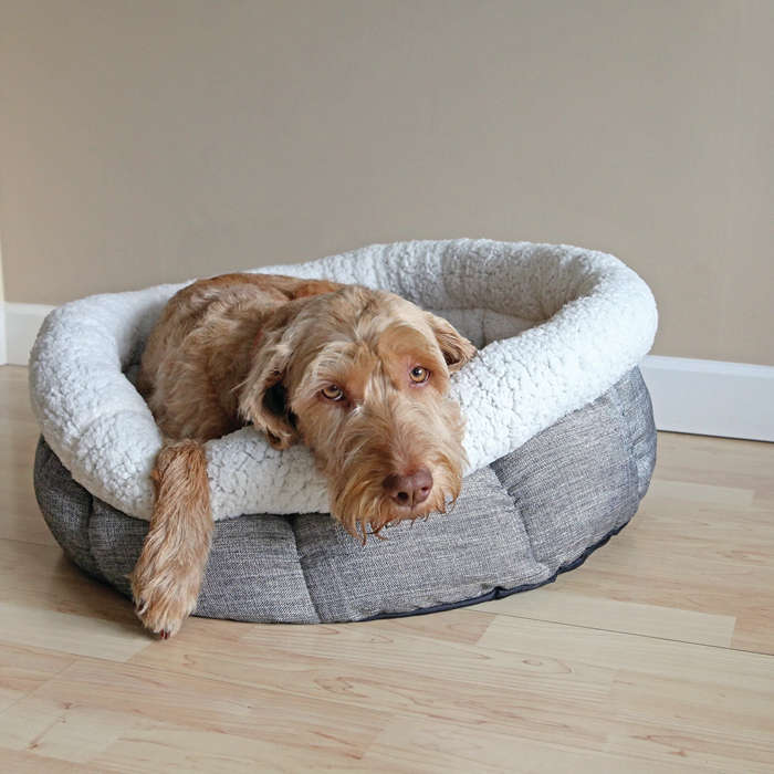 Deep Tweed Teddy Bear Round Bed Medium