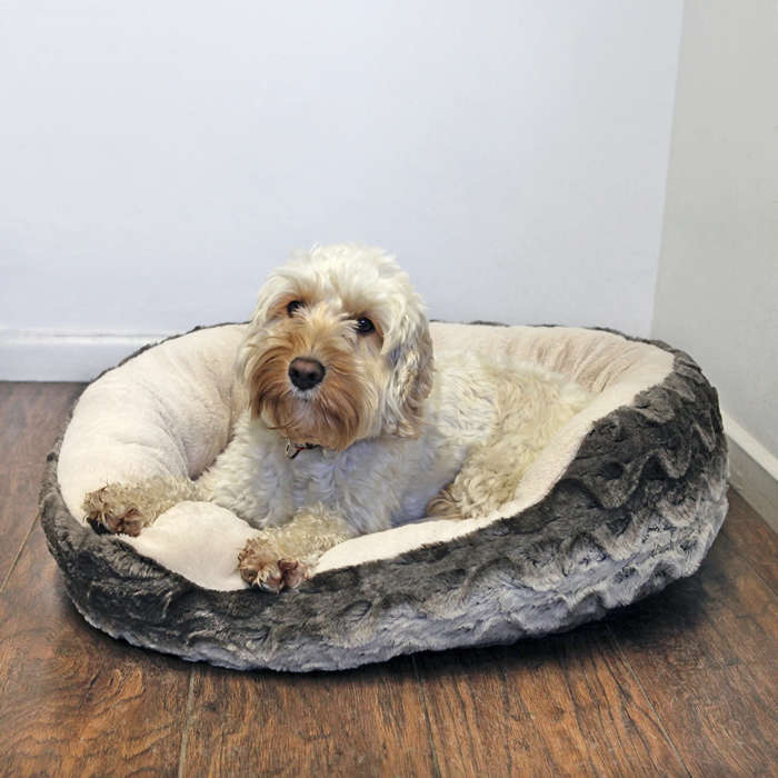 Grey & Cream Snuggle Plush Oval Large