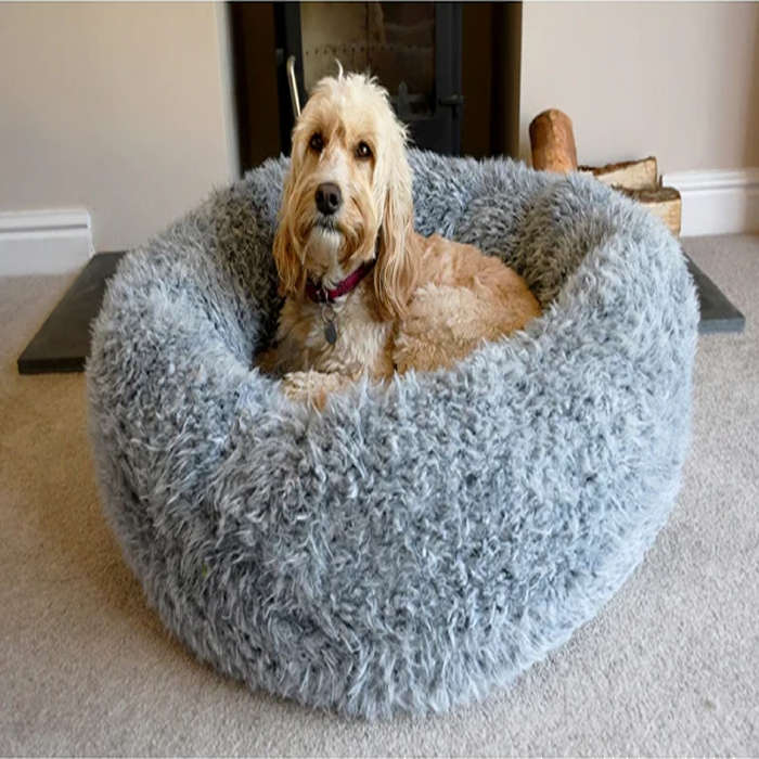 Silver Fluff Comfort Round Bed