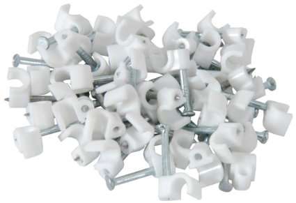 Noble Round Cable Clips 12mm White 100 Pieces per pack - The Noble 6mm Round Cable Clips with Nai...