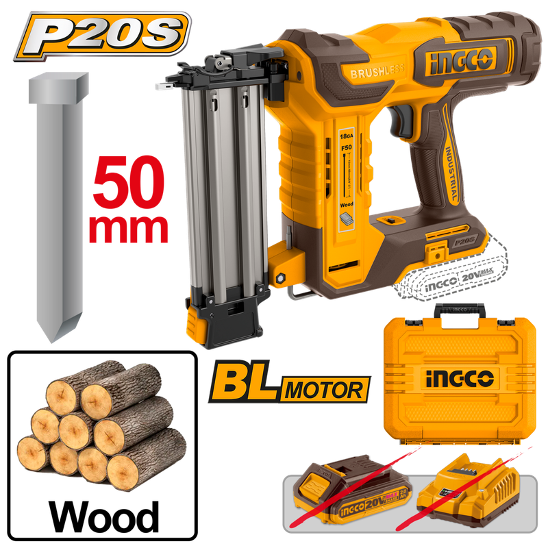 Ingco - Ingco - 20v Lithium-ion Cordless Pin Nailer