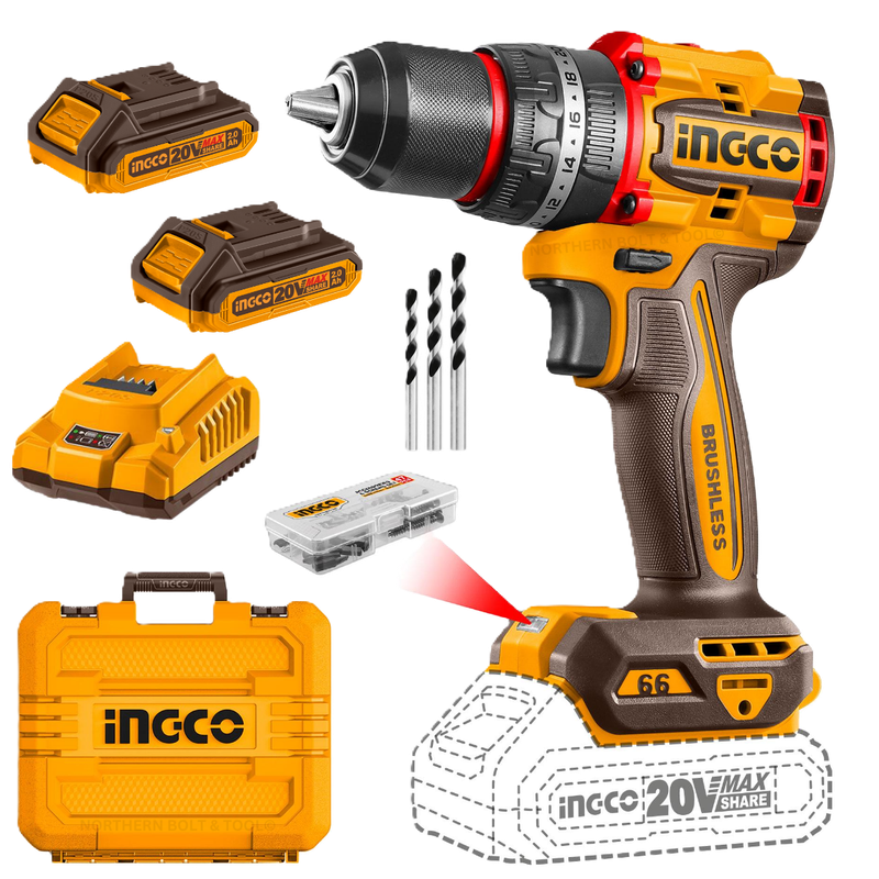 Special - Ingco Cordless Impact Drill (compact) 66nm Brushless Kit