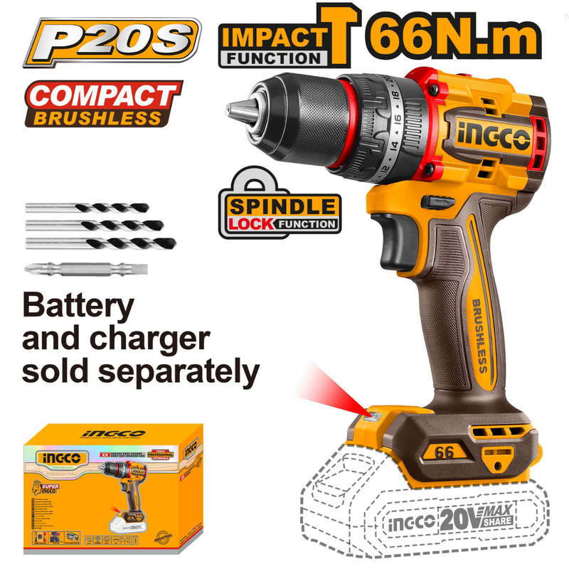 Special - Ingco Cordless Impact Drill (compact) 66nm Brushless - Tool Only