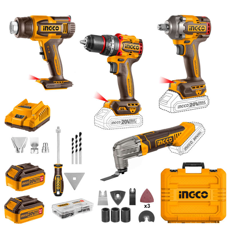 Ingco 4 Piece Cordless Industrial Combo Kit