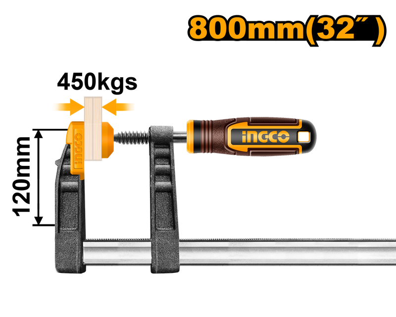 Ingco F Clamp With Plastic Handle 120x800mm