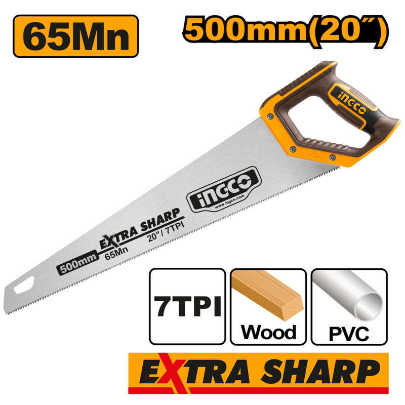 Ingco Hand Saw 500mm 7tpi Extra Sharp