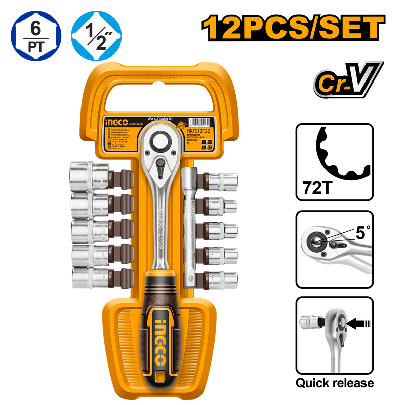 Ingco Socket Set 10-24mm 1/2"