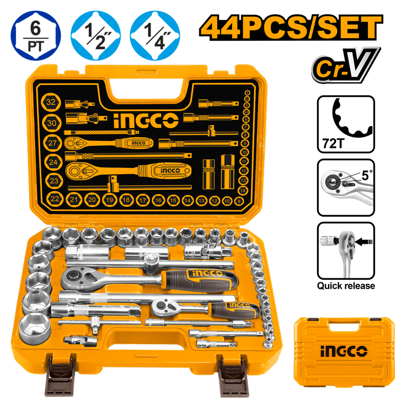 Ingco Socket Set 1/4" 44pcs