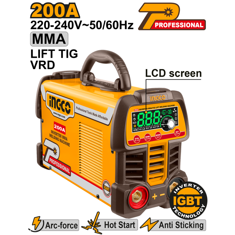 Ingco Inverter 200a Mag/tig 79v + Accessories