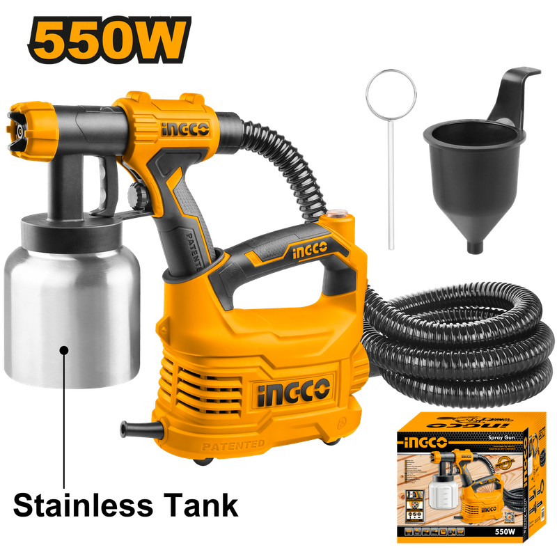 Ingco Spray Gun With Aluminium Tank / Paint Sprayer - Floor Based (550w)