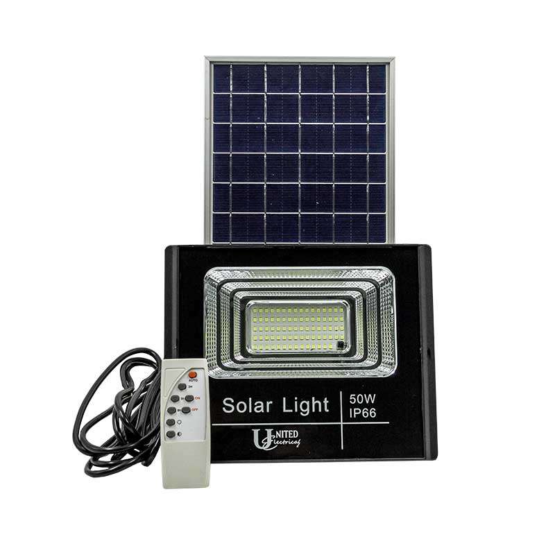 Floodlight Fitting  50w Led Solar With Panel 5000hrs 400
