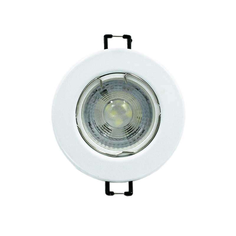 Globe Gu10 Led Downlight 5w Cool/w White Flange 3000h Eo21