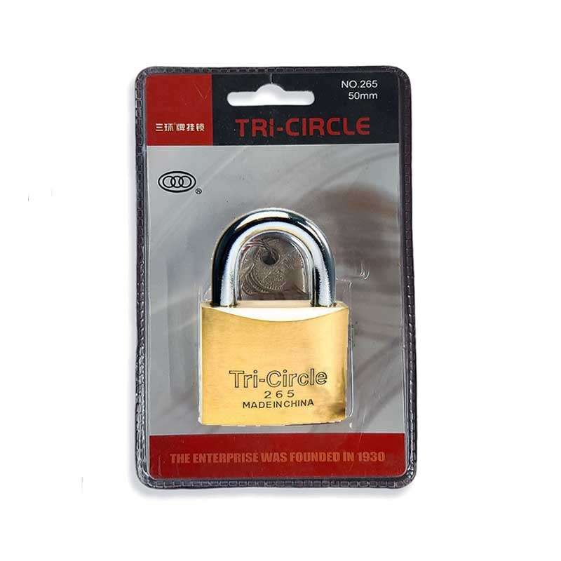 Lock Padlock Tricircle Brass 32mm Blist 263c