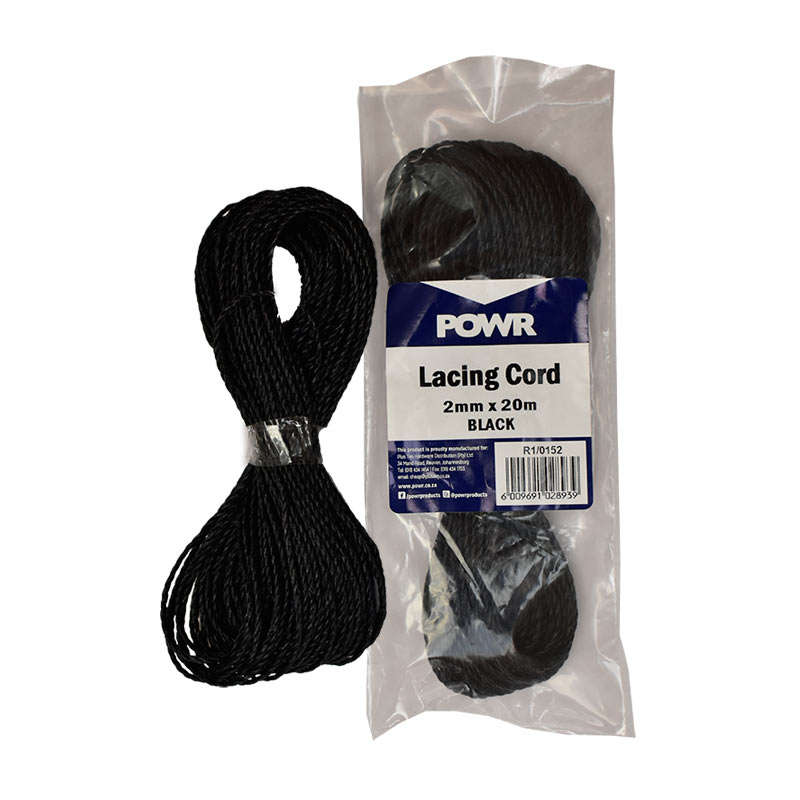 Cord Lacing Black 2mmx20mtr