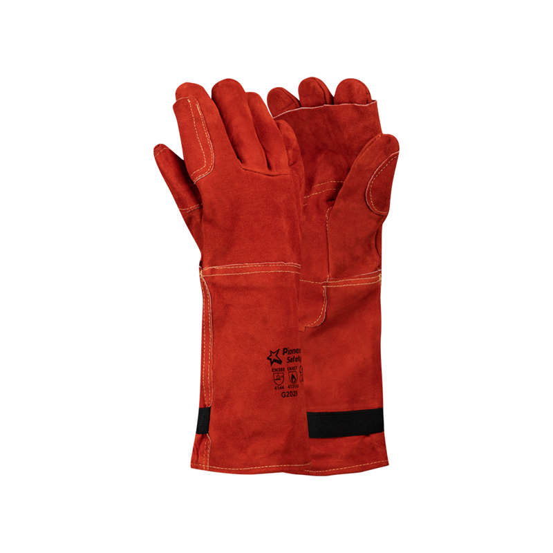 Gloves Leather Heat Resistant Elbow  High Heat Red G2028