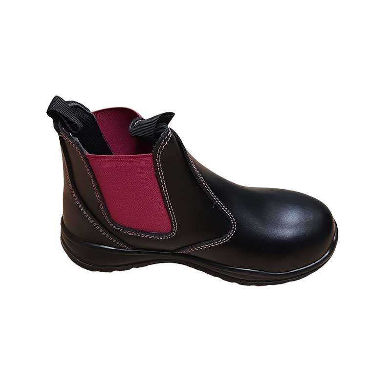 Boot Safety Ladies Daisy Pullon Black Pink Size 4