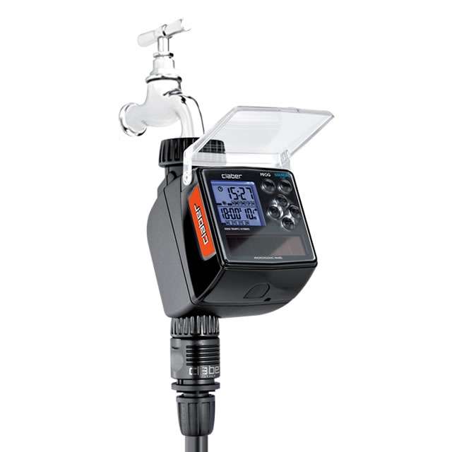 Claber Tempo Hybrid Single Line Timer, 4 Programmable Cycles Per Day, Rain Sensor Compatible, Sol...