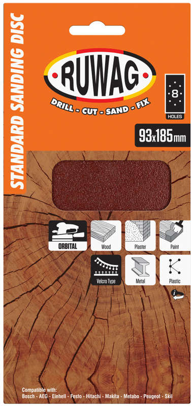 Ruwag 93x185 P120 Orbital Velcro 5 Pack /pk