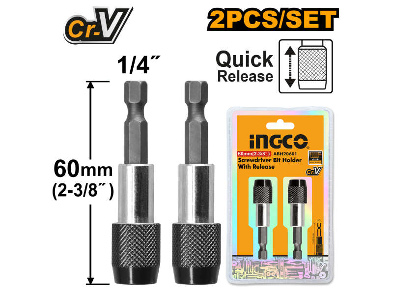 Ingco S/driver Bit Hld 2pc 60mm Q/r