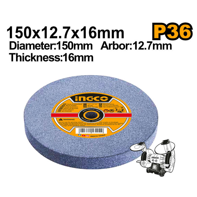 Ingco Grinding Wheel 36 Grit 150x12.7x20mm