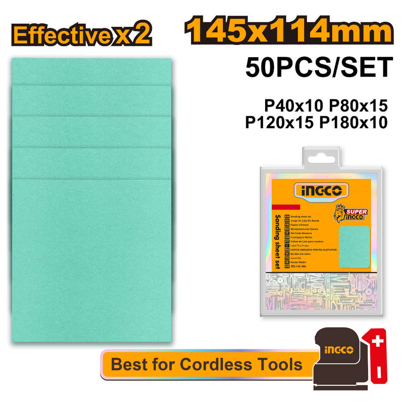 Ingco Sand Sheet Ass P40 P80 P120 P180 50pc