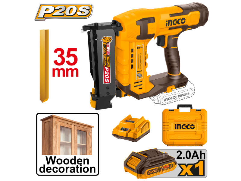 Ingco 20v Ps+ C/l Pin Nailer + Acc Kit