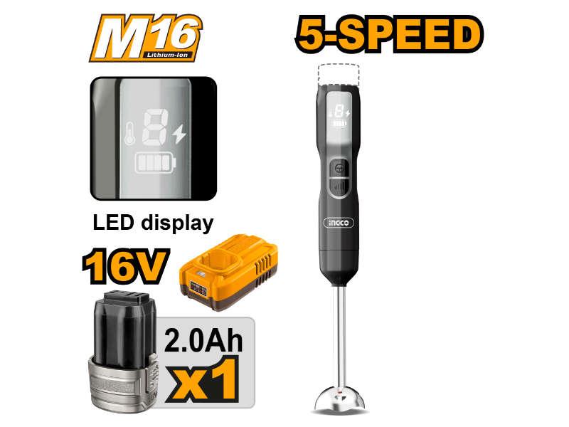 Ingco 16v Ps+c/l Hand Blender 100w Kit