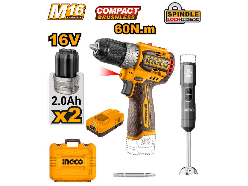 Ingco 16v Ps+ C/l Drill/home Combo 2pcs Kit