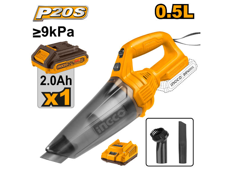 Ingco 20v Ps+ C/l Hand Held Vacuum 0.5l Kit