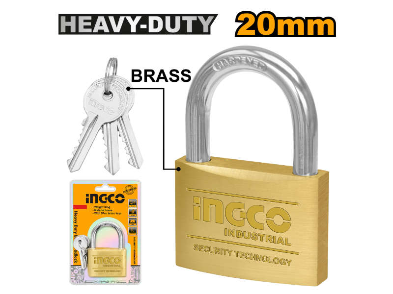 Ingco Padlock Brass 20mm H/d