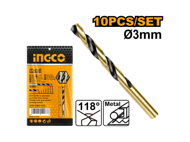 Ingco Drill Bit Hss 3.0mm 10/pkt