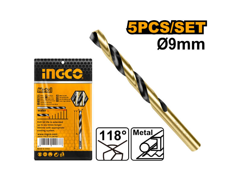 Ingco Drill Bit Hss 9.0mm 5/pkt