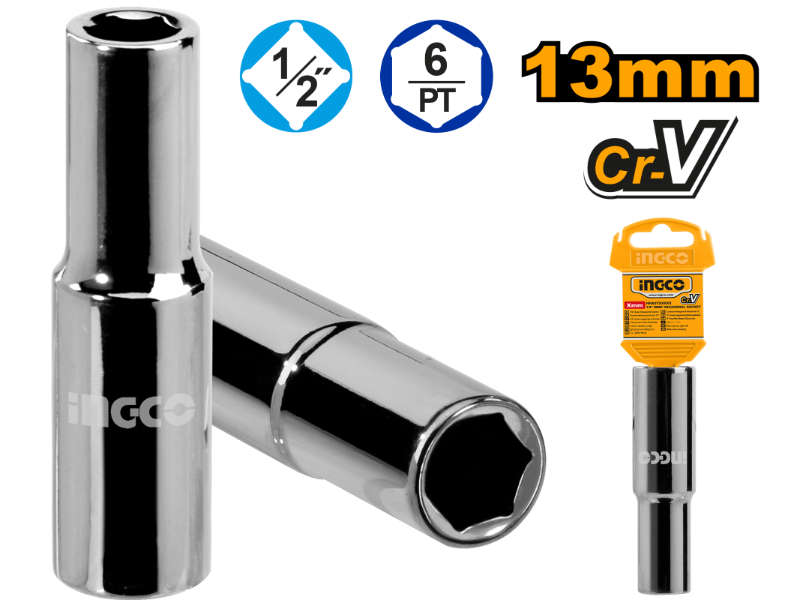 Ingco Socket Deep Hex 1/2dr 6pt 13mm