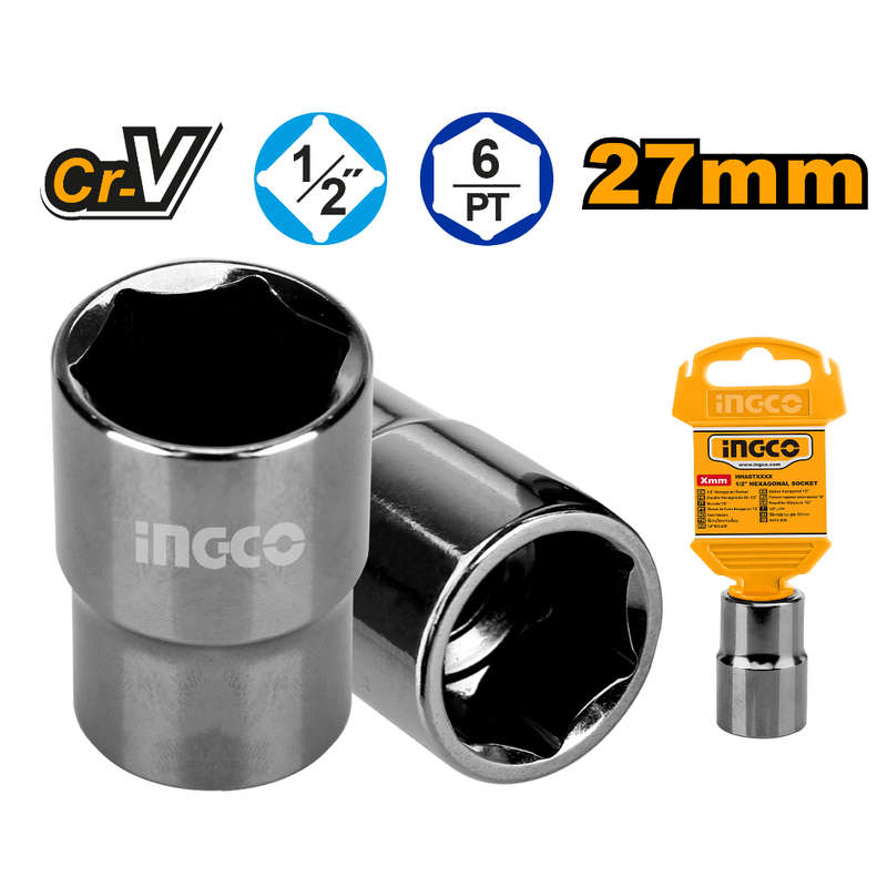 Ingco Socket Hex 1/2dr 6pt 27mm