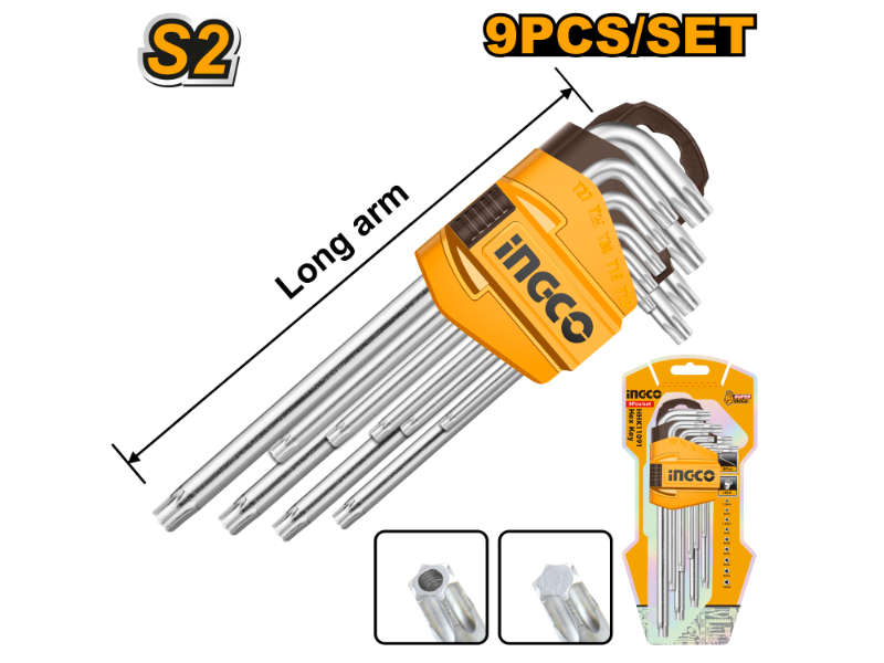 Ingco A/key 9pc Torx T10-t50 Crv