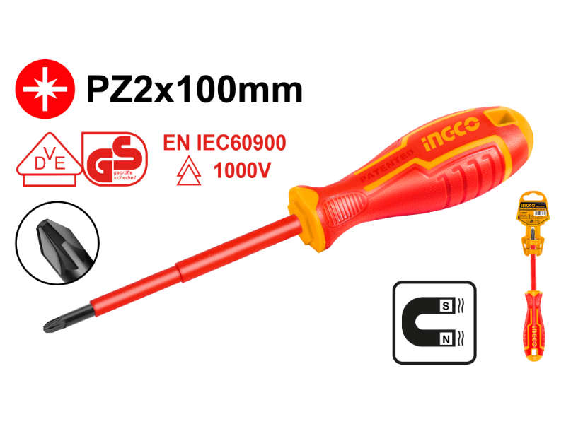 Ingco S/driver Pz2x100mm Ins. Cr-v