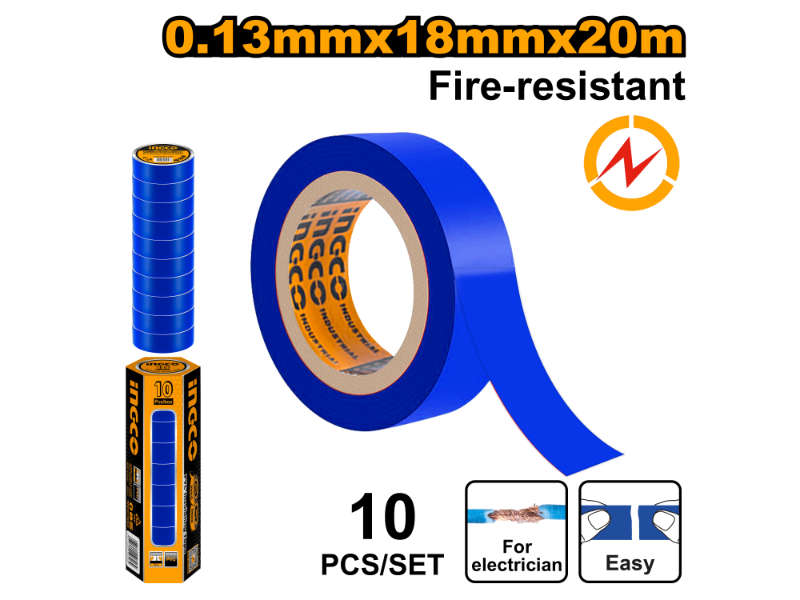 Ingco Tape Insul 20mx18x0.13mm Blu P/10