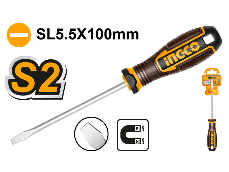 Ingco S/driver S2 5.5x100mm Magnetic Slotted