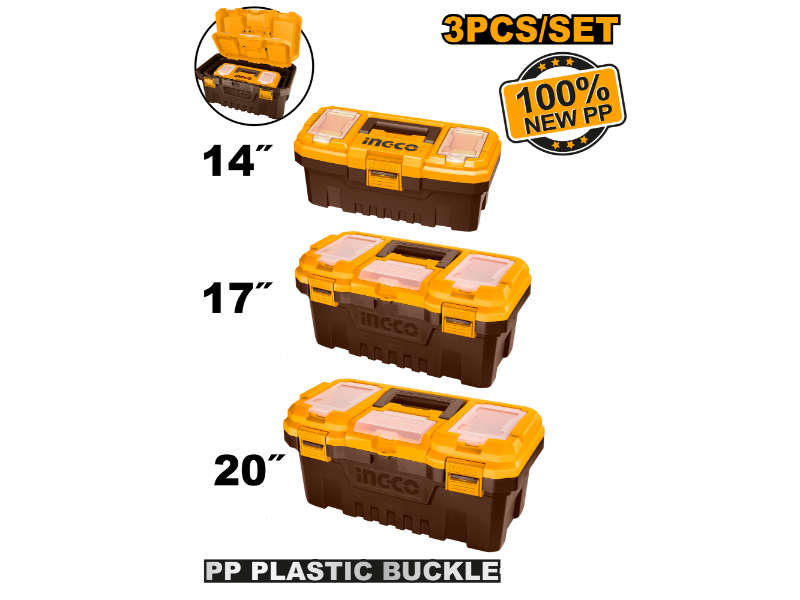 Ingco T/box Plastic 3pc Set + Tray Plastic Clip