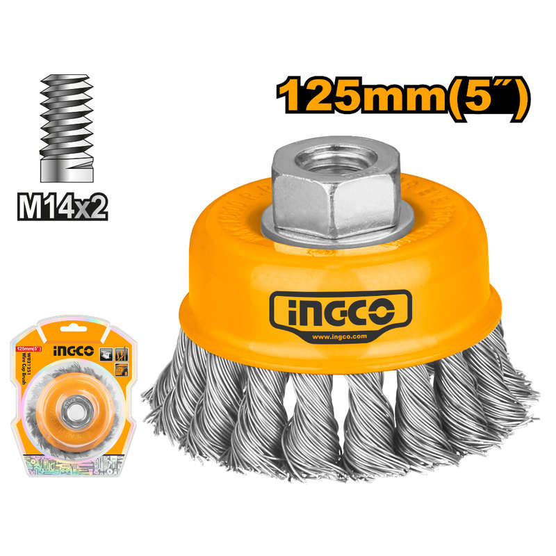 Ingco Brush W/cup Twis+nut 125 M14x2