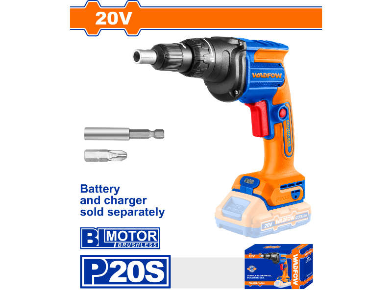 Wadfow 20v Ps+c/l Drywall S/driver 1/4 Inch Hex No B/c