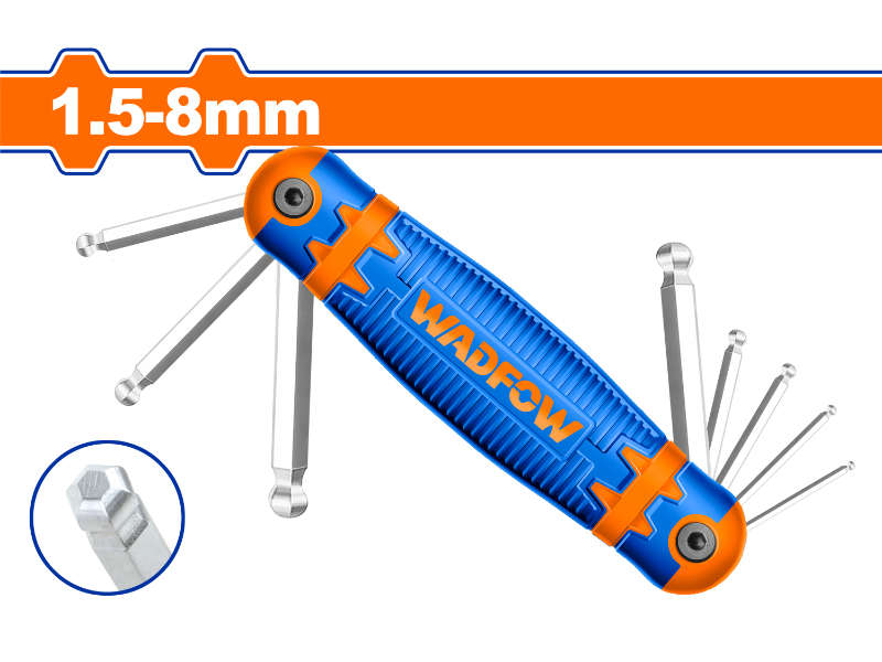 Wadfow A/key B/p Knife Set Cr-v 1.5mm-8mm 8pcs