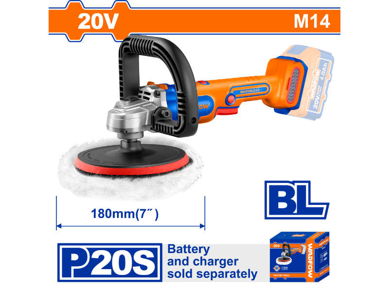 Wadfow 20v Ps+ C/l Polisher 180mm Incl Ass