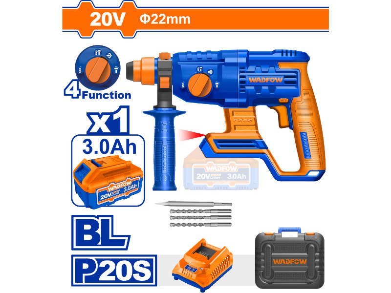 Wadfow Cordless Rotary Hammer Drill 20v Kit