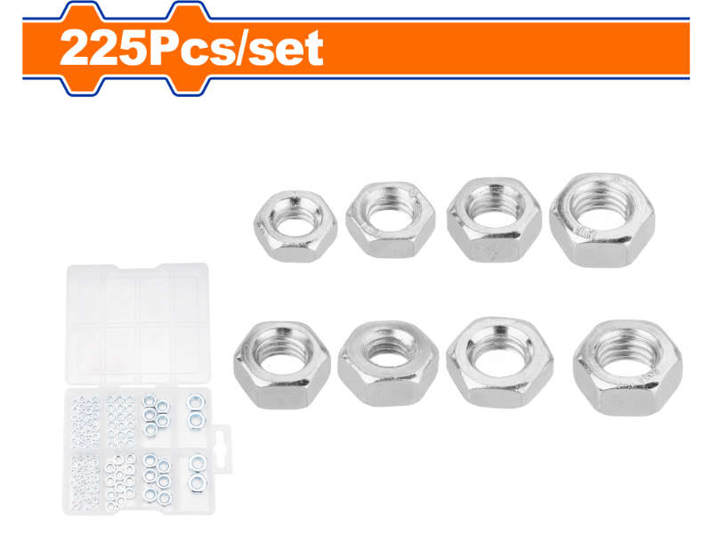 Wadfow Nut Hex Acc Set 3-10mm 225pcs