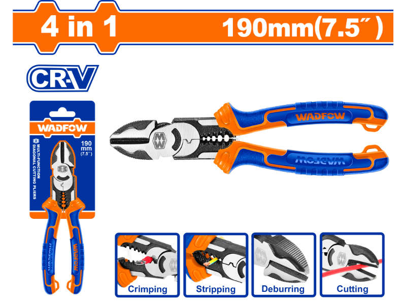 Wadfow Plier D/cutter 4 In 1 Multi Function 190mm