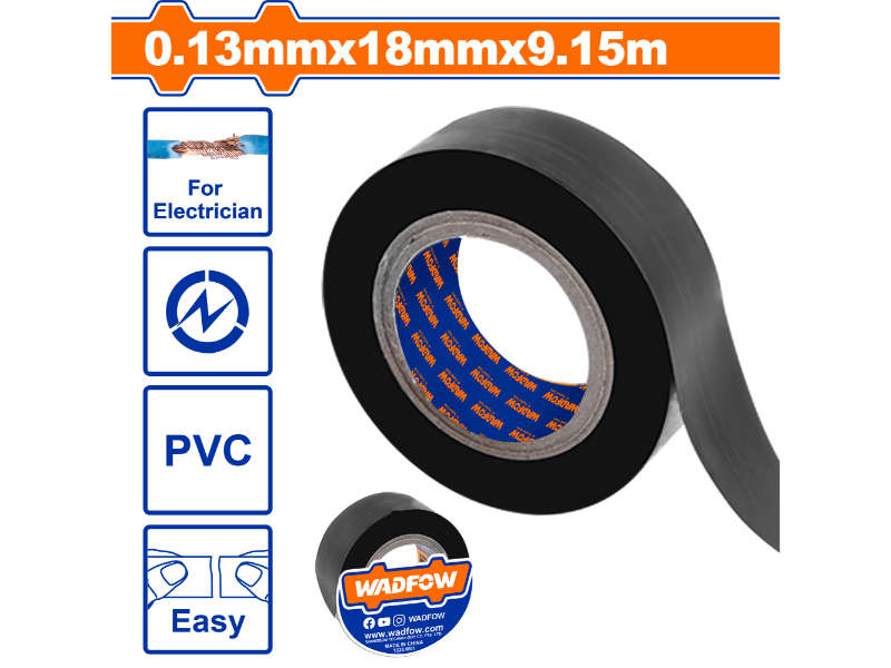 Wadfow Tape Insulation Pvc Blk 0.13x18x9.15m 10p/roll