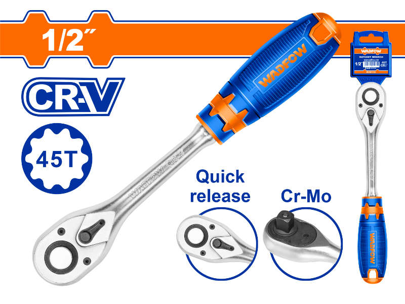 Wadfow Ratchet Wrench Cr-v/crmo 1/2 45t 260mm