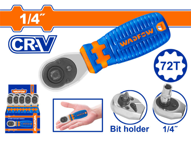 Wadfow Ratchet Stubby Cr-v/crmo 1/4 72t 110mm